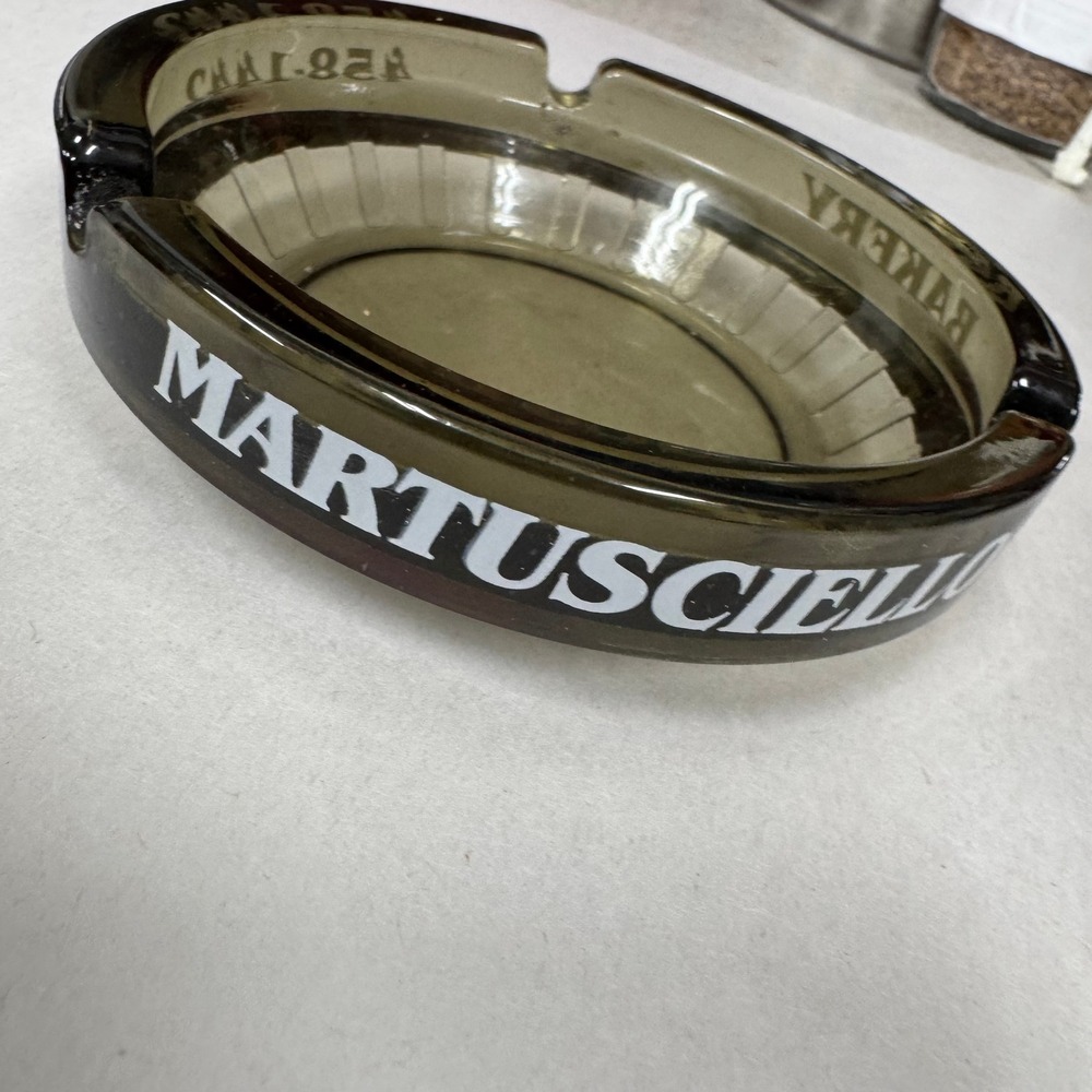 Vintage Martusciello Bakery Glass Ashtray Round Tobacco Tobacciana